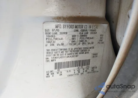 2004 Ford Escape Xlt z USA, uszkodzony, nr VIN 1FMYU03114KA30187